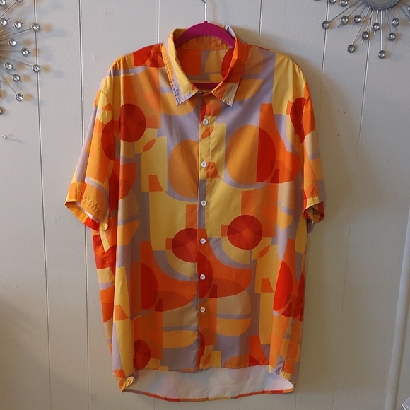 Retro Geometric Men's Shirt Size 3XL - Picture 2 of 7